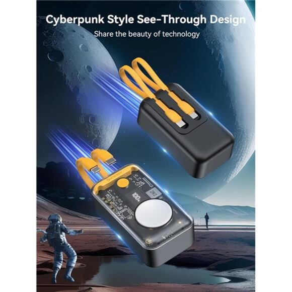 Apple Watch Charger, 10000mAh Portable Charger Power Bank Built-in Cables - Picture 6 of 7